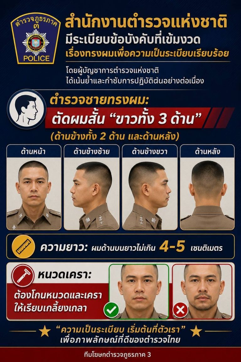 สำนักงานตำรวจแห่งชาติ มีระเบียบข้อบังคับเข้มงวด เรื่องทรงผมเพื่อความเป็นระเบียบเรียบร้อย